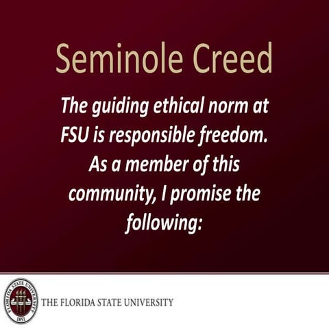Seminole Creed | PPTX | Undergraduate Education | College Education