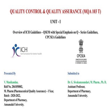 Overview of ICH Guidelines, CPCSEA 