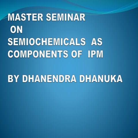 Semiochemical  as componant of bio rational approaches to pest