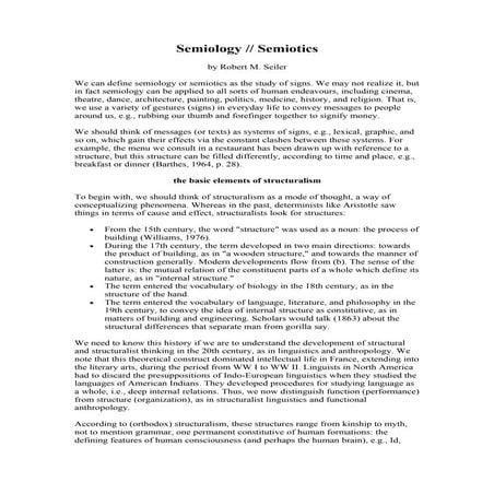 Semiology Reading - AS COMMS