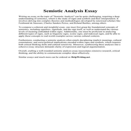 Semiotic Analysis Essay. Question 2 Media Studies - QUESTION 2  SEMIOTIC ANAL...