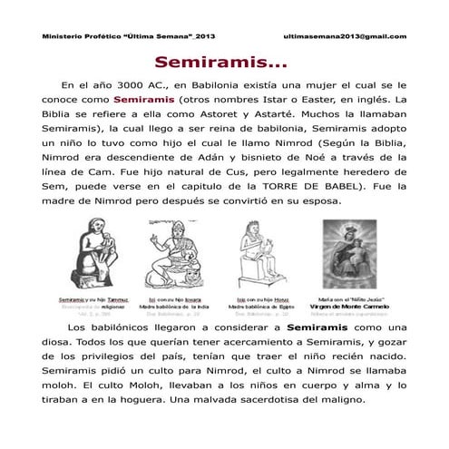 "Semiramis"... Babilonia, la madre de las abominaciones de la tierra.
