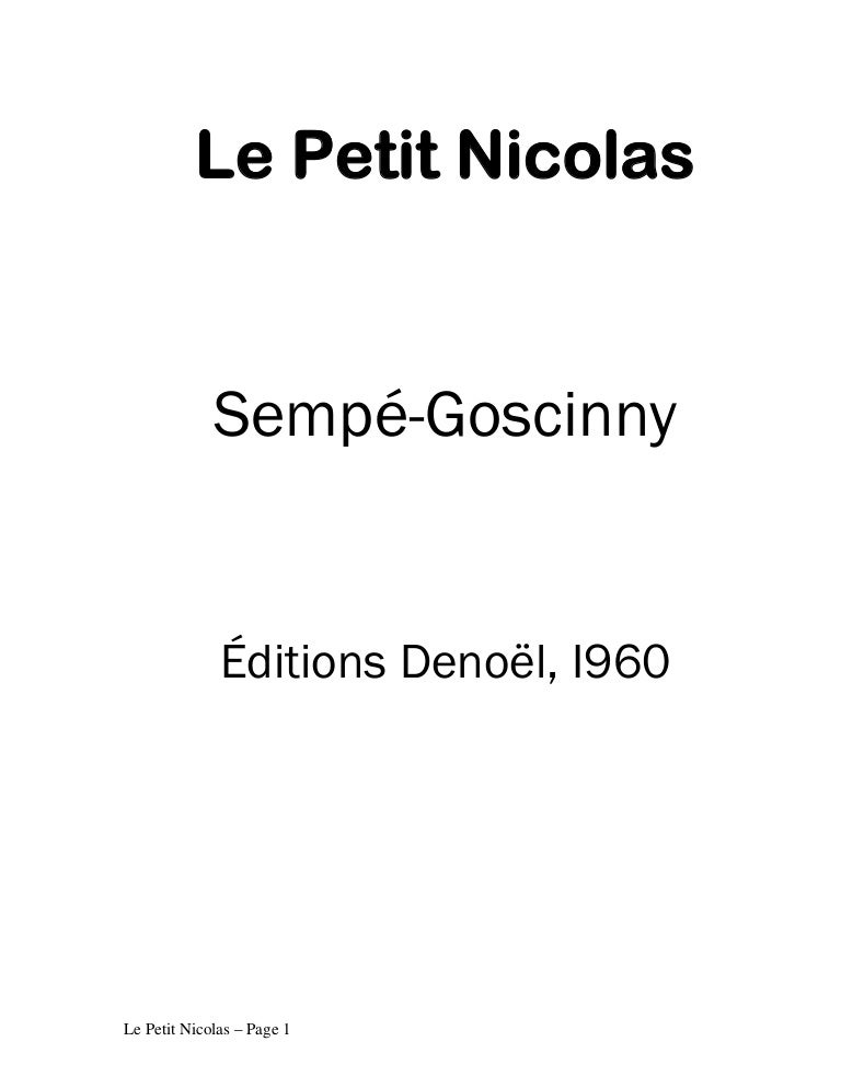 Sempe Le Petit Nicolas Sempe Le Petit Nicolas