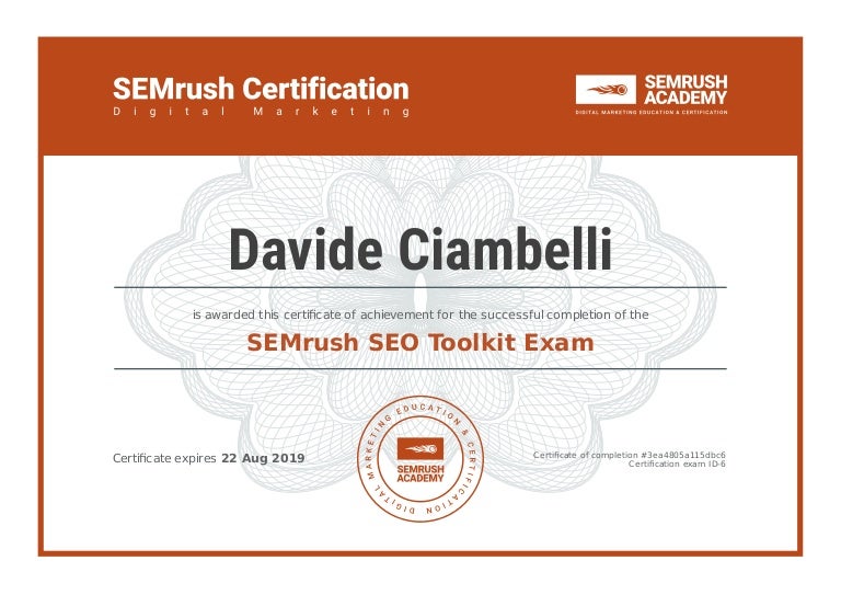 semrush seo toolkit certification
