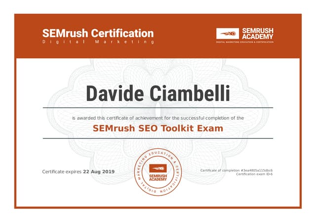 SEMrush SEO Toolkit Exam