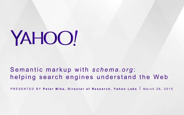 Semantic mark-up with schema.org: helping search engines understand the Web