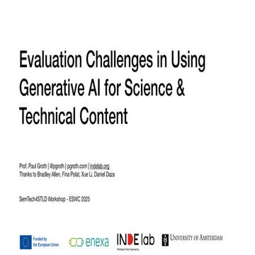 Evaluation Challenges in Using Generative AI for Science & Technical Content