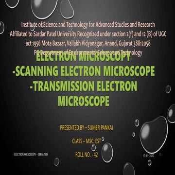 Electron Microscopy - Scanning electron microscope, Transmission Electron Mic...