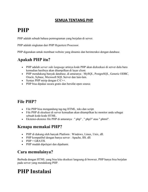 Semua tentang php