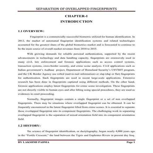 SEPARATION OF OVERLAPPED FINGERPRINTS