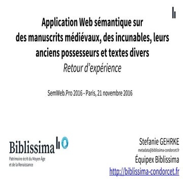 Application Web sémantique sur des manuscrits médiévaux - Retour d'expérience