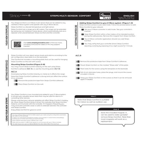 MultiSensor Strips Comfort - Z-Wave Plus- Sensative - Manual