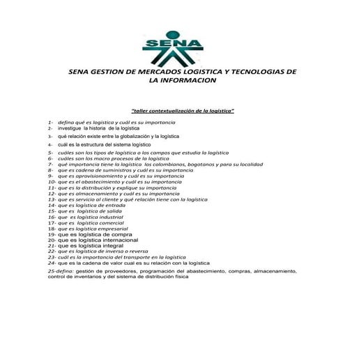 Sena gestion de mercados logistica y tecnologias de la informacion