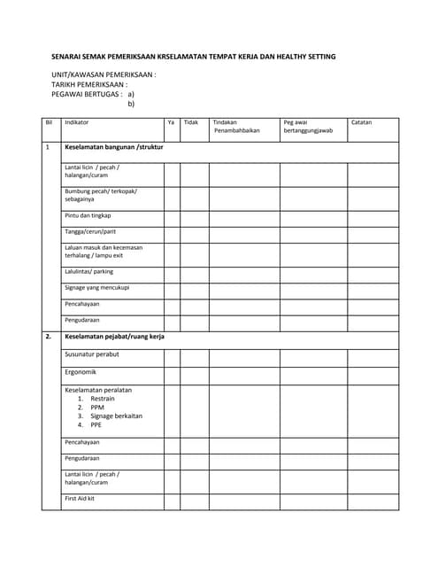 Senarai semak penyelenggaraan komputer | DOCX