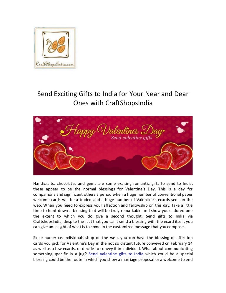 Send Exciting Gifts To India For Your Near And Dear Ones With Craftsh…