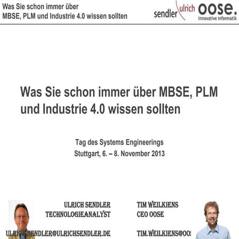 Was Sie schon immer über MBSE, PLM und Industrie 4.0 wissen sollten
