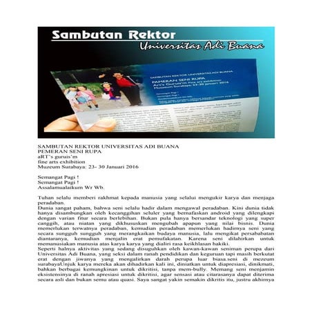 Sambutan Pembukaan Pameran Seni rupa muz eum surabaya- djoko Aw