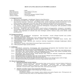 RPP SMP Seni Budaya  Kelas VII