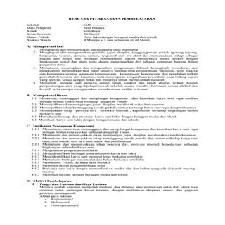 RPP SMP Seni Budaya  Kelas IX