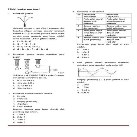 LATIHAN SOAL FISIKA SEMESTER GENAP KELAS 8