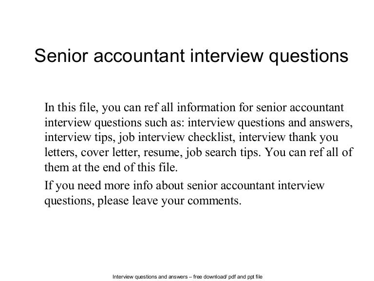 senior accountant interview questions accountant interview questions