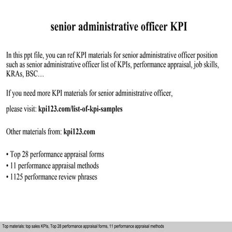 Senior administrative officer kpi