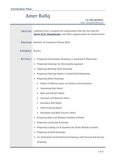 draftsman resumes