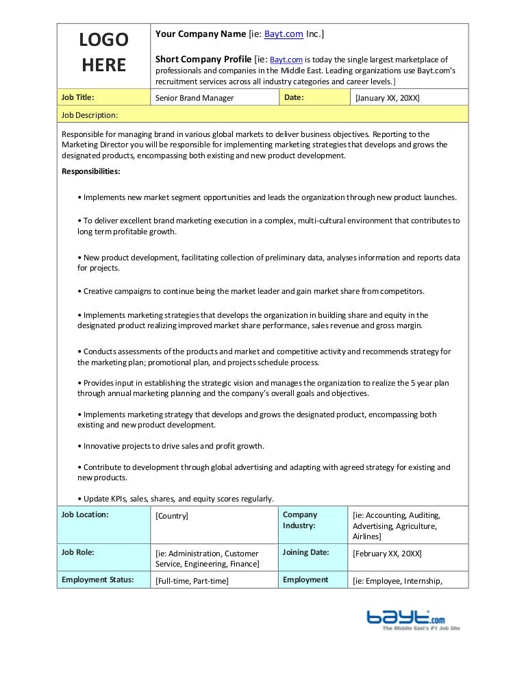 Senior dsp job description information