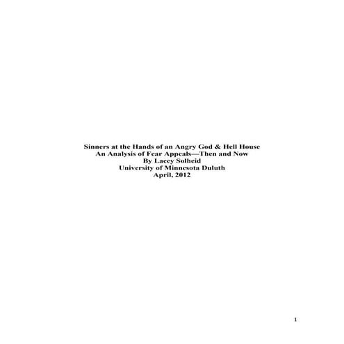 Senior Capstone Project: Sinners at the Hands of an Angry God & Hell House