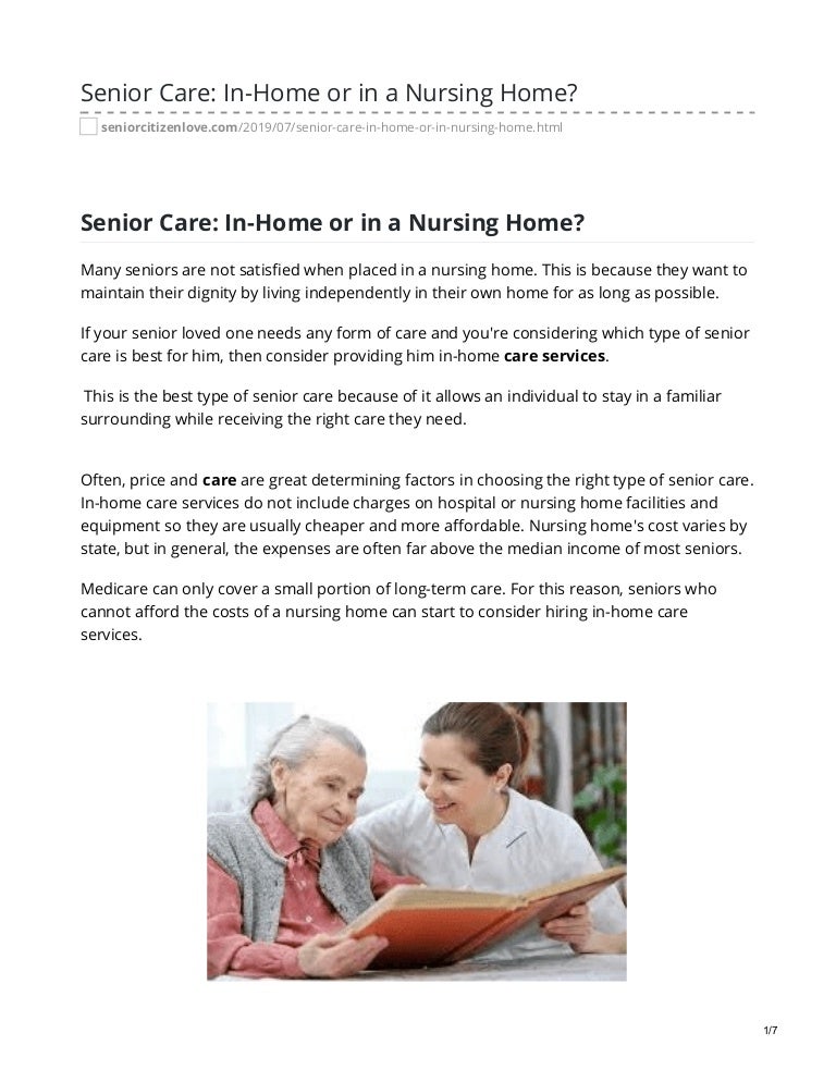 Home Care Versus Nursing Home