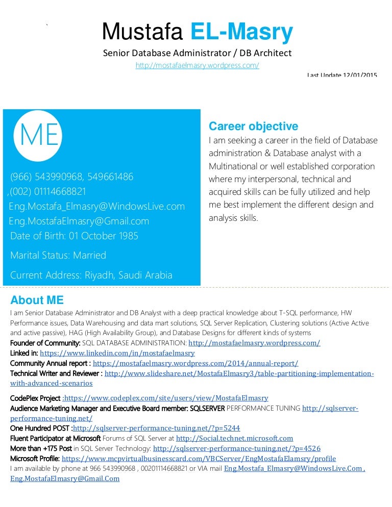 Senior database administrator