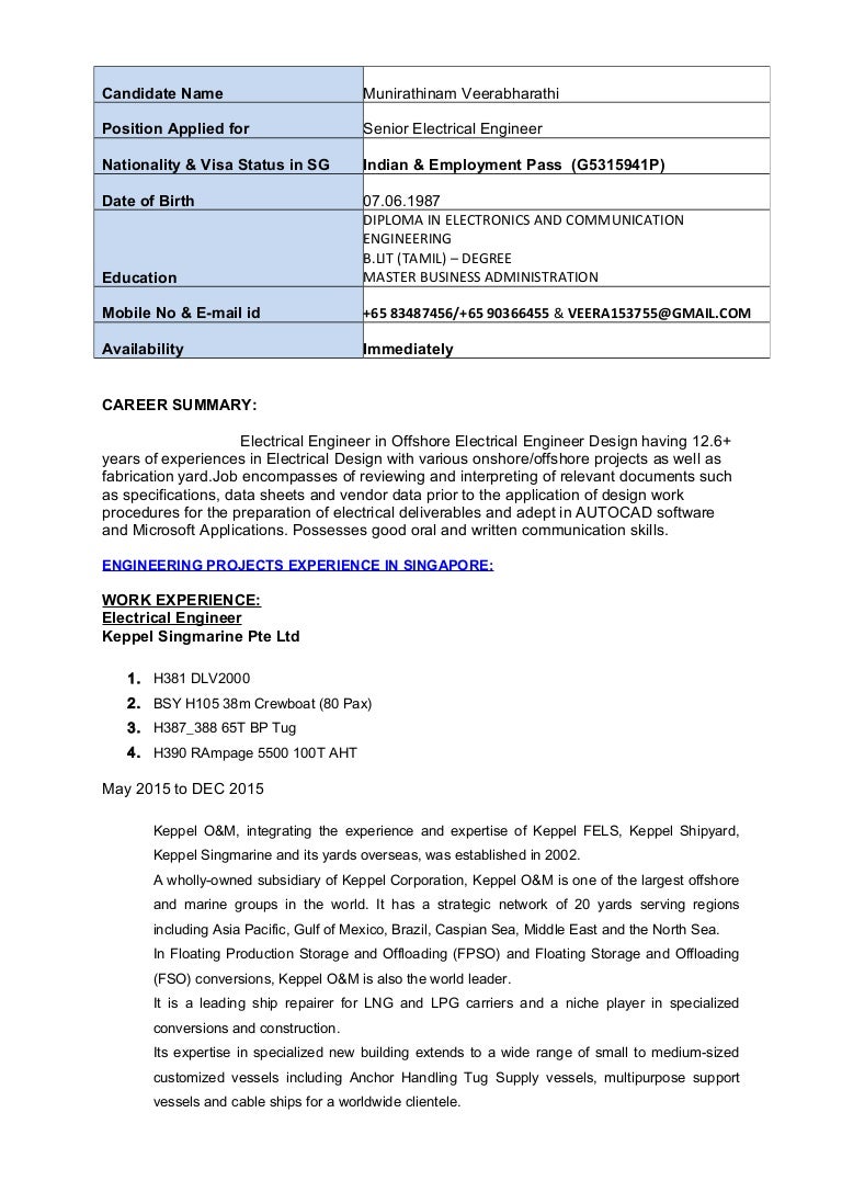electrical engineer resume