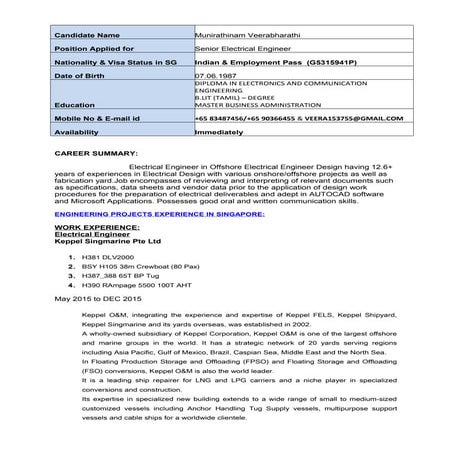 Senior electrical engineer    resume