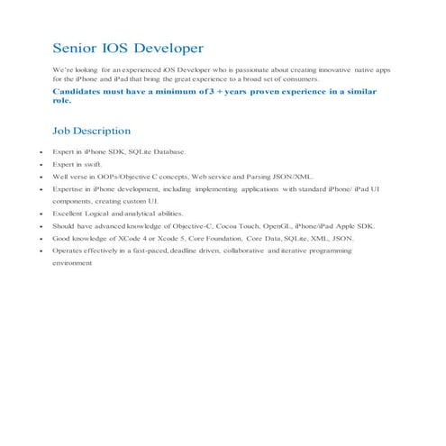 Senior ios developer | PDF