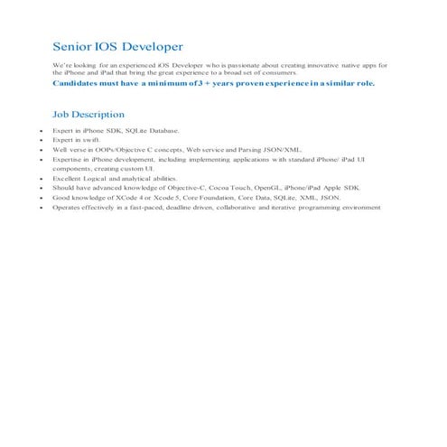 Senior ios developer