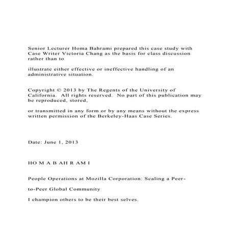 Senior Lecturer Homa Bahrami prepared this case study with C.docx