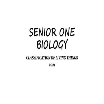 Senior one biology classification 2021