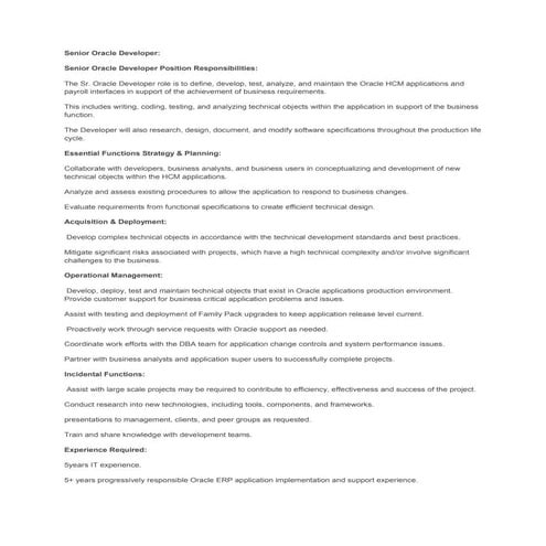 Senior oracle developer