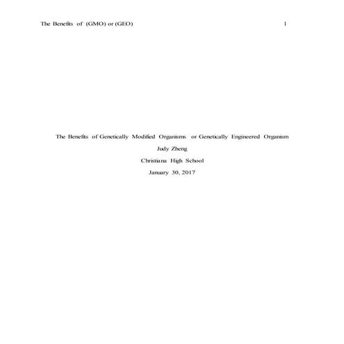 Senior Project on (Gmo) or (Geo)