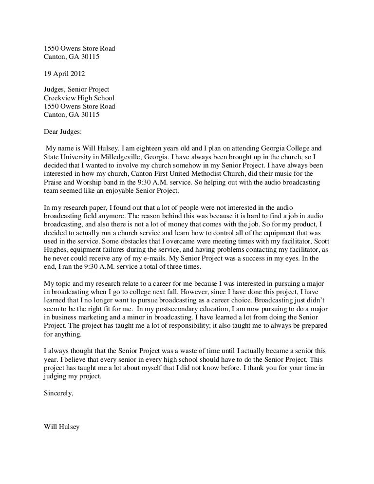 senior project letter to the judges letter to the judge template