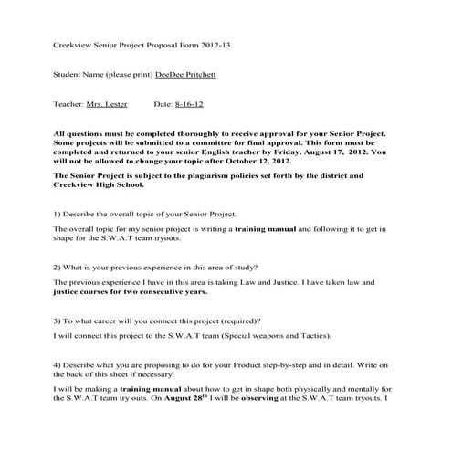 Senior Project Proposal 