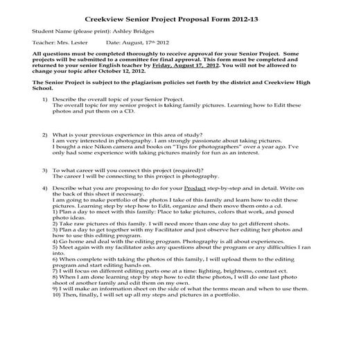 Senior project proposal