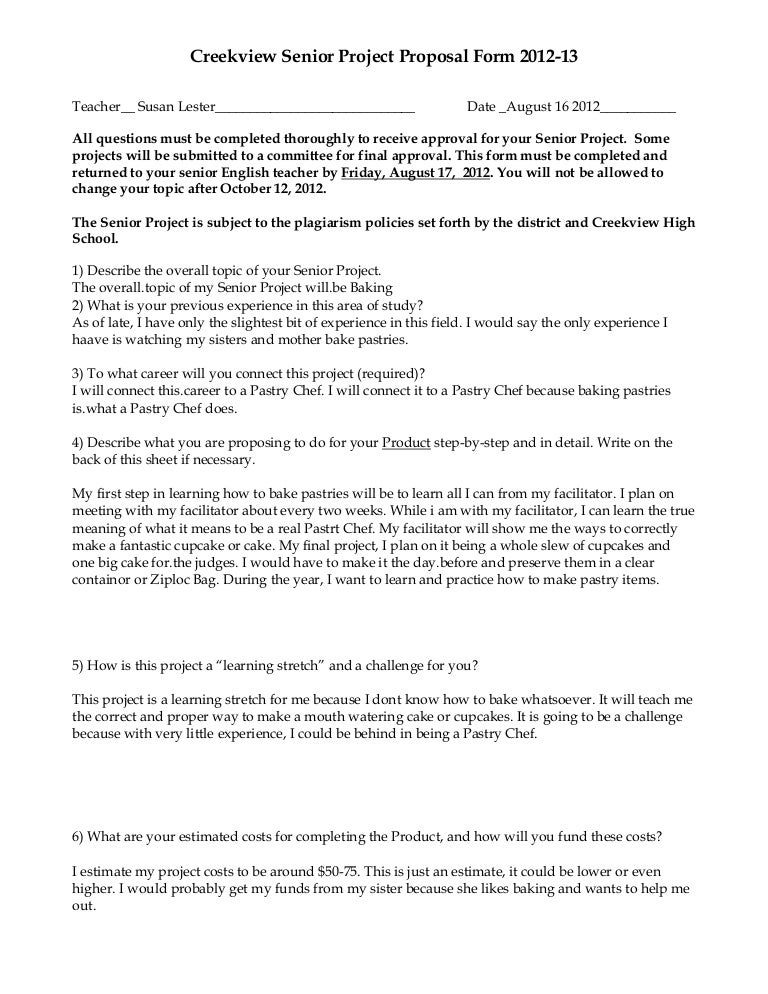 Senior project proposal form