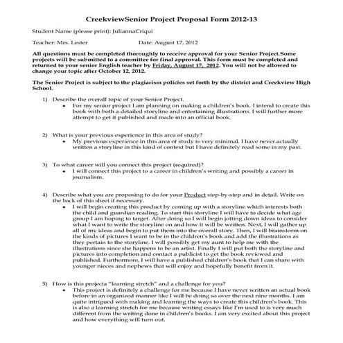 Senior Project Proposal