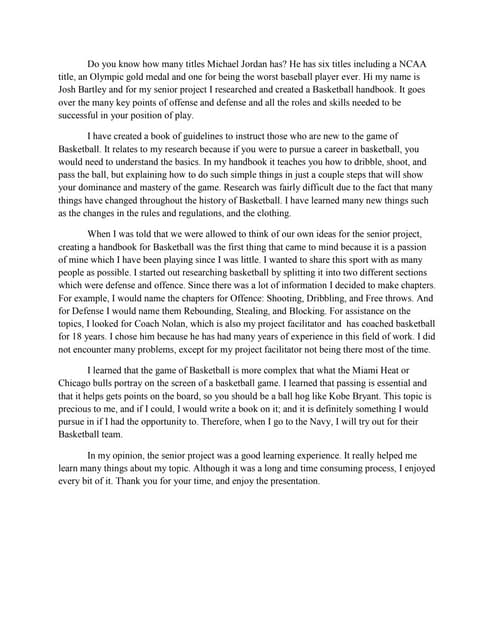 Senior project speech
