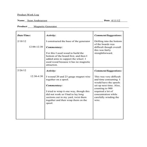 Worklog | DOCX