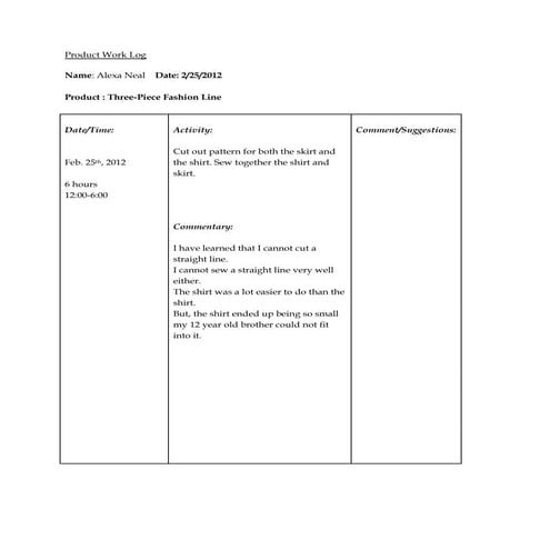 Alexa Neal Project Work Log 2