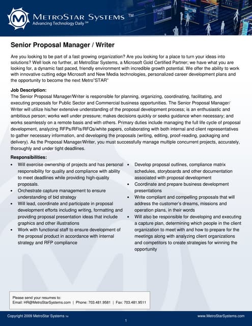 Top 8 proposal manager resume samples