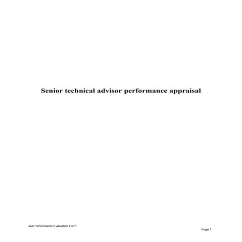 Senior technical advisor performance appraisal