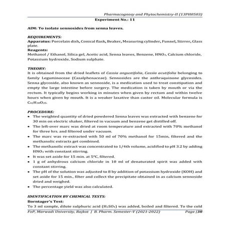 Isolation of sennoside 